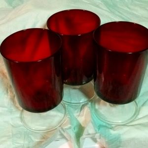 Set of 12 vintage red France glasses